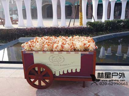 防腐木花车，户外配套设施实木花车3044