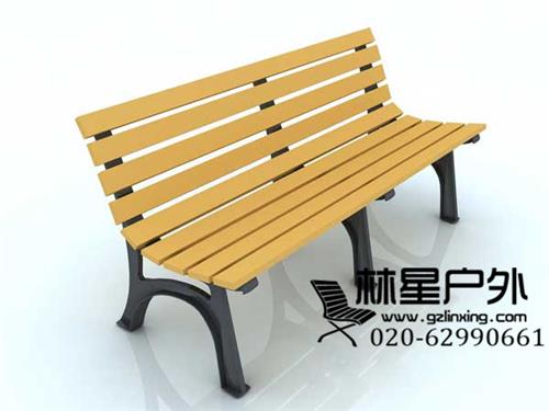 户外休闲靠背公园椅，广场 商场铸铁椅脚 防腐木休息长椅4009