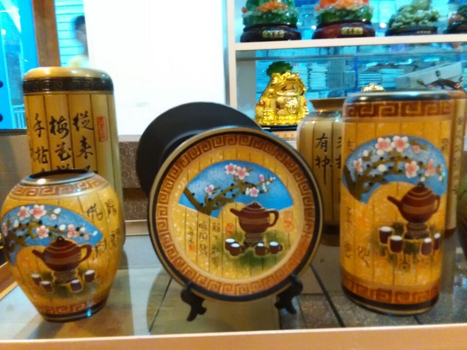 02家居摆件（黄瓷3件）艺术品工艺品商务礼品