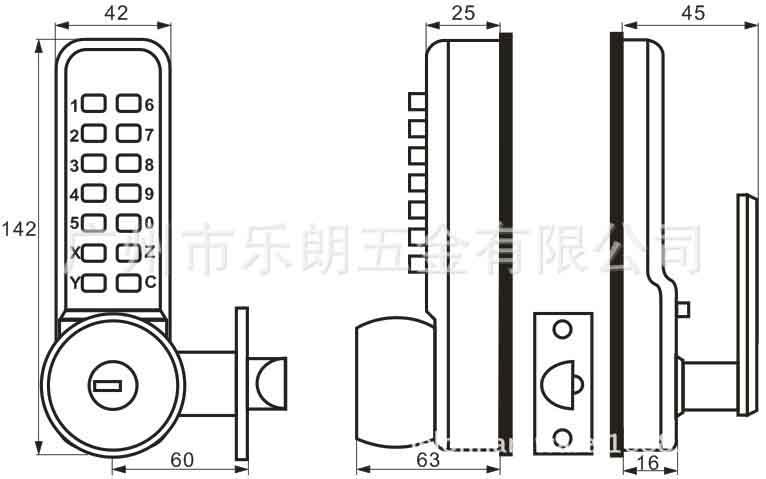 廠家供應RCL-02簡易換碼鋅合金帶鑰匙密碼鎖 銀行用高性能房門原始圖片3