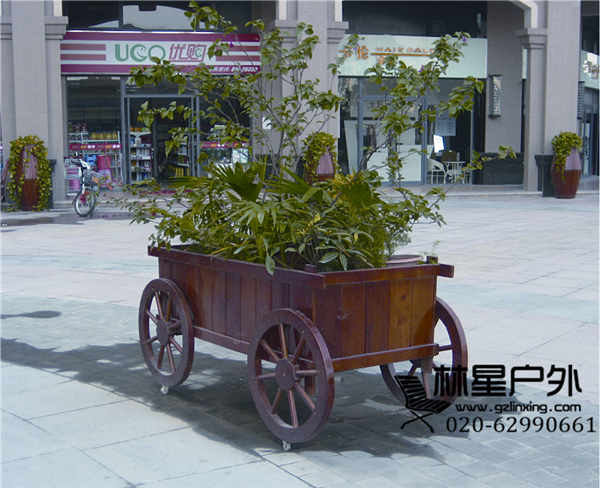 戶外木制花車，炭化木戶外綠化工程花車3053