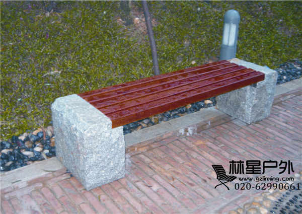 公園實木靠背長椅，戶外園林工程配套紅胡桃扶手公園椅4030