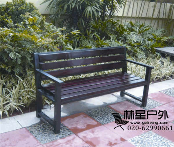 戶外休閑靠背公園椅，廣場 商場不銹鋼 實木 扶手休息長椅4031