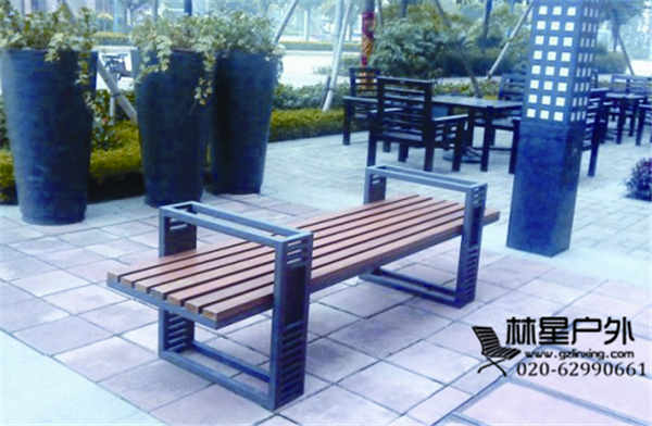 廠家直銷戶外公園椅，鑄鐵椅腳防腐木休閑公園椅4034