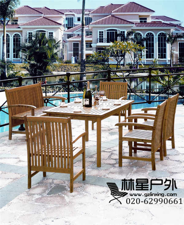  露臺花園庭院陽臺桌椅 山樟木榫頭可拆裝桌椅組合1075