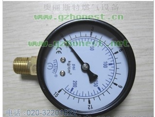 0-15kg,0-200psi,表面60mm,徑向鐵殼,1/4PT螺紋,臺灣雅德壓力表