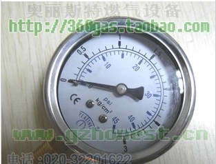 臺灣不銹鋼壓力表,0-3kg/cm2,0-45PSI,徑向,60mm,無邊氣壓表