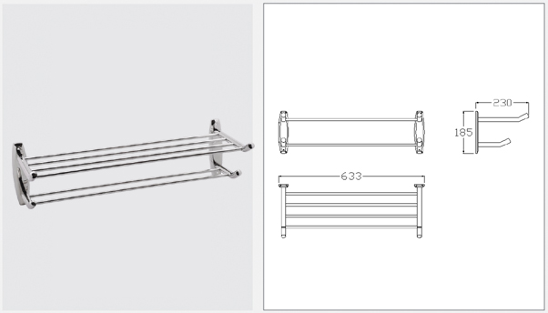 雙層帶鉤毛巾架J637