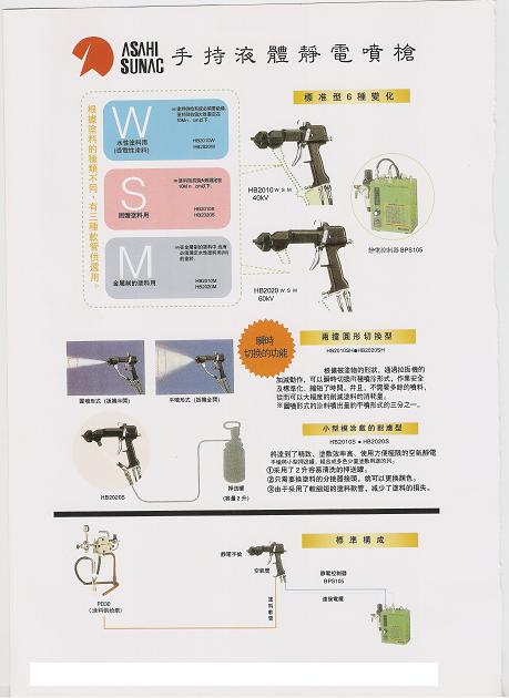 日本ASAHISH手动静电喷枪