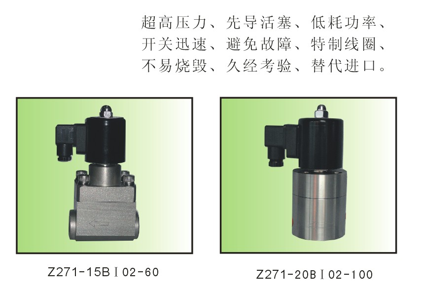 Z271/2-B不锈钢 二位二通先导式活塞高压电磁阀（常闭或常开型）