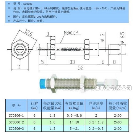 SRK油壓緩沖器  阻尼緩沖器 SC0806-1/2/3  AC0806  