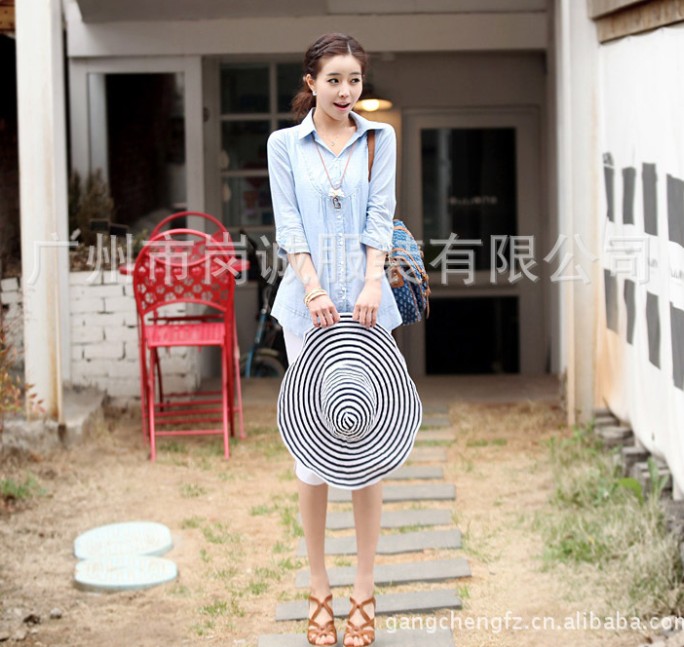 廣州新款女裝,修身翻領(lǐng)中長(zhǎng)款,襯衣,九分袖襯衫原始圖片3