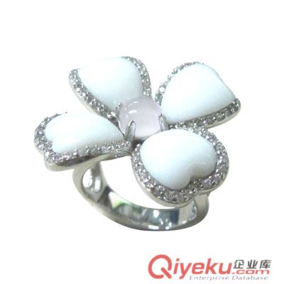 925銀粉晶戒指/銀戒指批發/白瑪瑙戒指歐美款