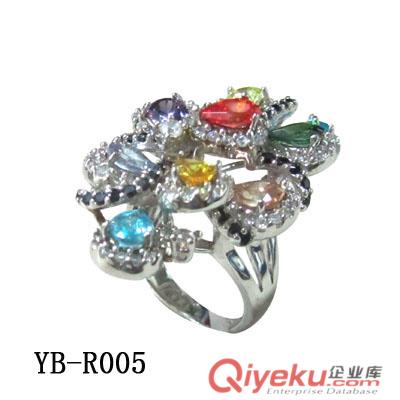 鋯石紅剛玉鑲嵌戒指/廣州優質銀飾品批發/925銀戒指供應
