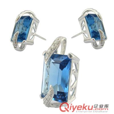 晶石款套裝/925銀tr晶石鑲嵌套裝/銀飾品廠家直銷