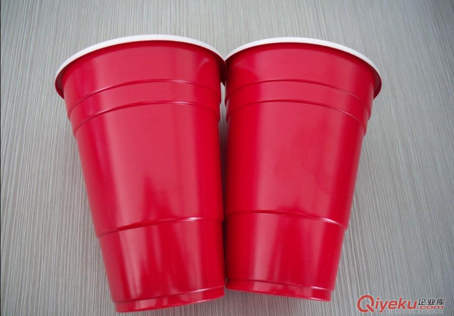 一次性塑料杯 450ML一次性紅白雙色杯