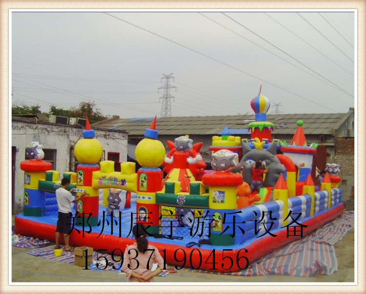 四人蹦極跳床/大型充氣滑梯/熊出沒充氣城堡原始圖片3