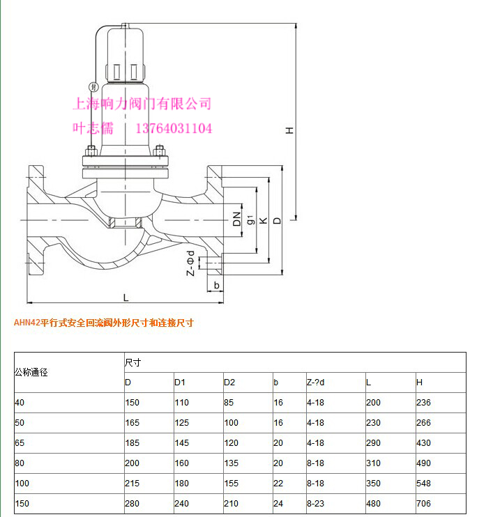 安全回流阀 安全溢流阀 压力释放阀 安全阀(AHN42F-16/25/40C/P 安全回流阀 AHN42F-P18安全回流阀)