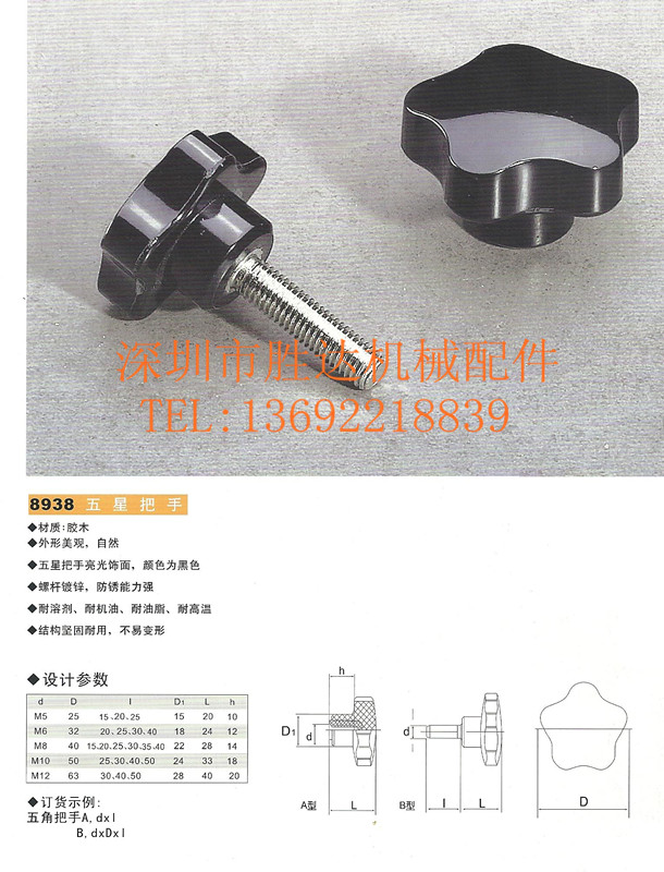 五星旋轉(zhuǎn)把手、五星壓片把手、帶壓片五星手柄原始圖片2