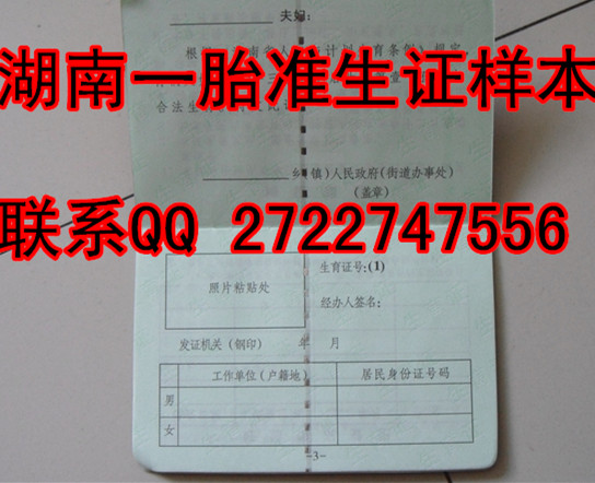 湖南準生證樣本