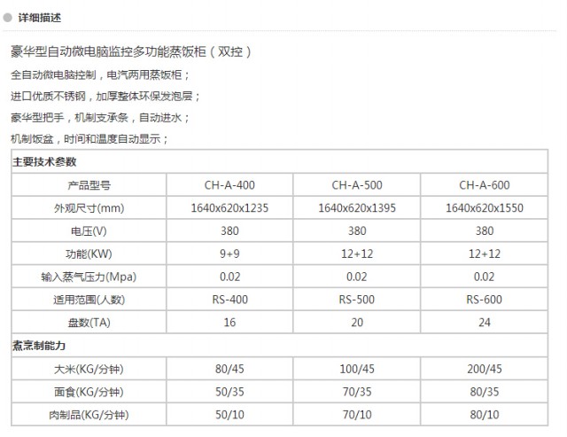 CH-A-600（雙控）豪華型自動微電腦監(jiān)控多功能蒸飯柜（雙控）