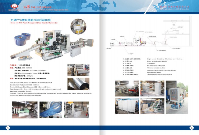 七輥PVC塑料透明片材壓延機(jī)組