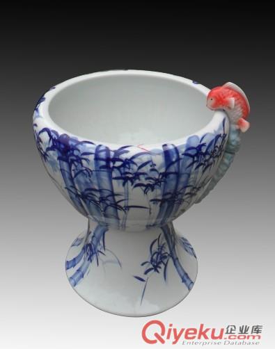 家具擺件 陶瓷噴泉 空氣加濕器 陶瓷魚缸 手繪陶瓷大缸原始圖片3