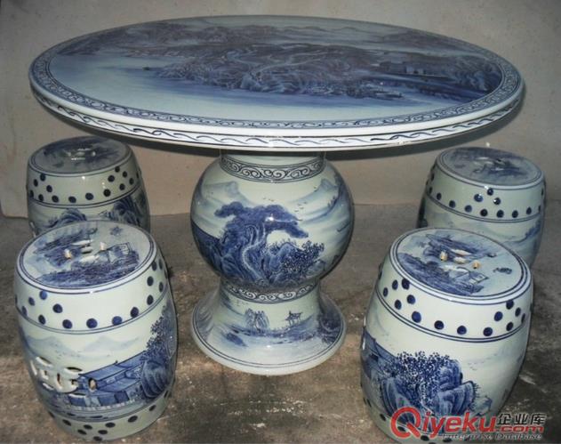 陶瓷瓷桌生產(chǎn)廠家，1米大桌面，工藝陶瓷涼凳訂做，陶瓷餐桌