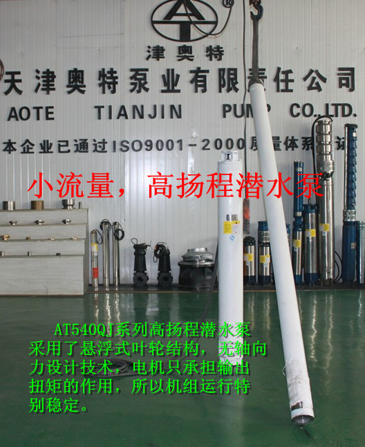 適用于小井徑高揚程不銹鋼深井潛水泵_津奧特AT540QJ千米揚程潛水泵