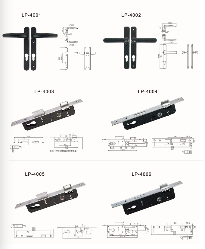 门把手、勾锁、月牙锁