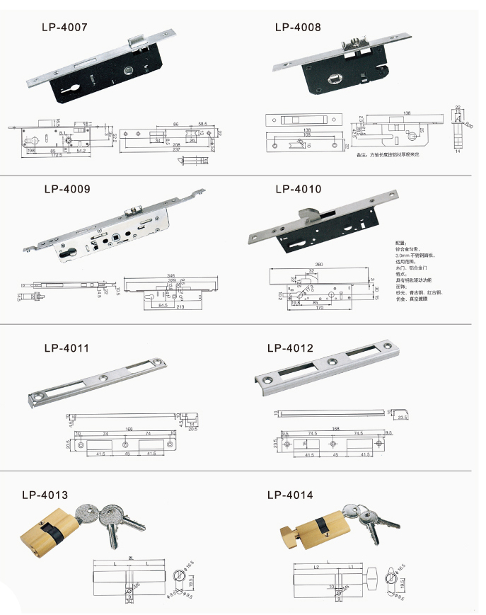 門把手、勾鎖、月牙鎖