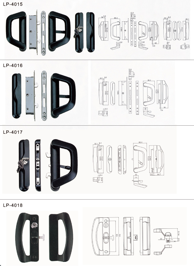 門把手、勾鎖、月牙鎖