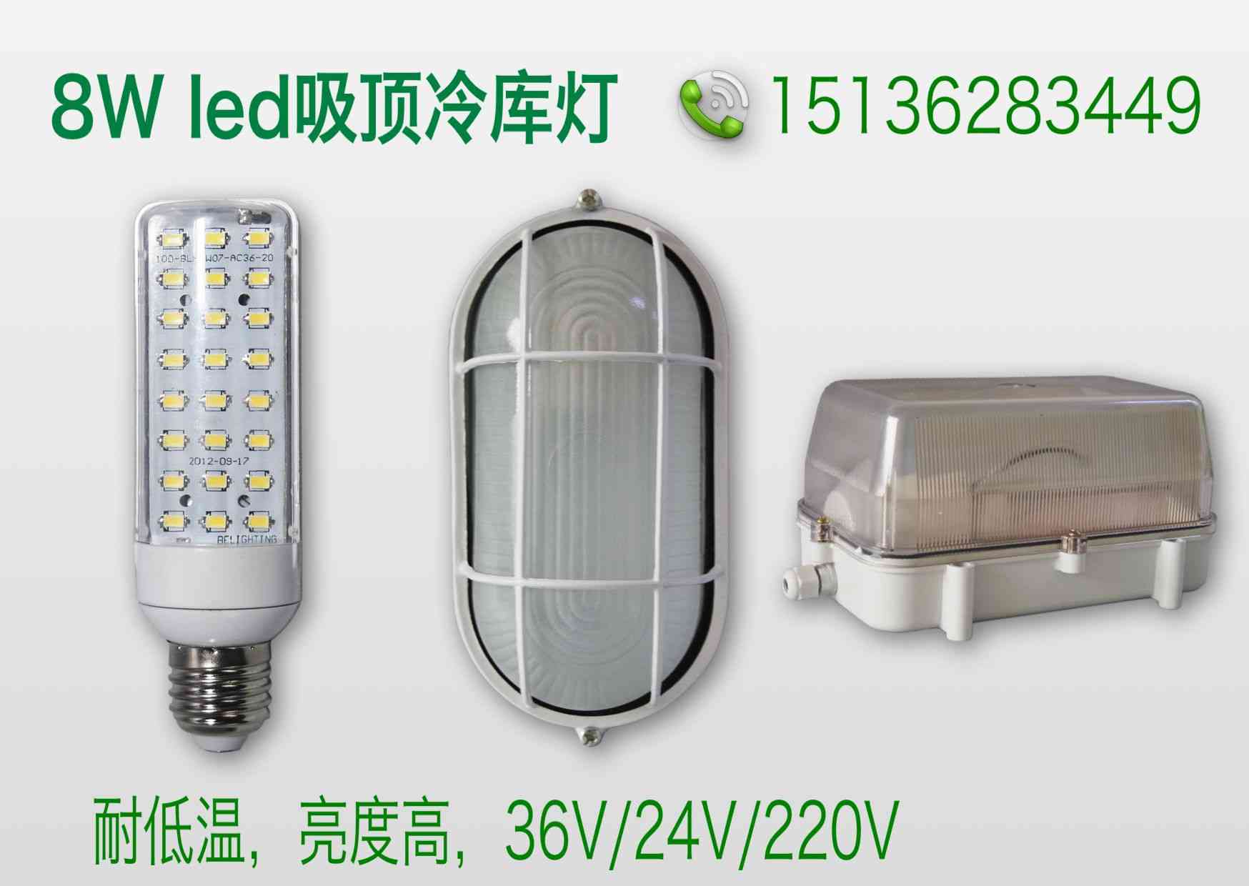 家明节能8w 防水led防水专用灯，吸顶式led冷库灯