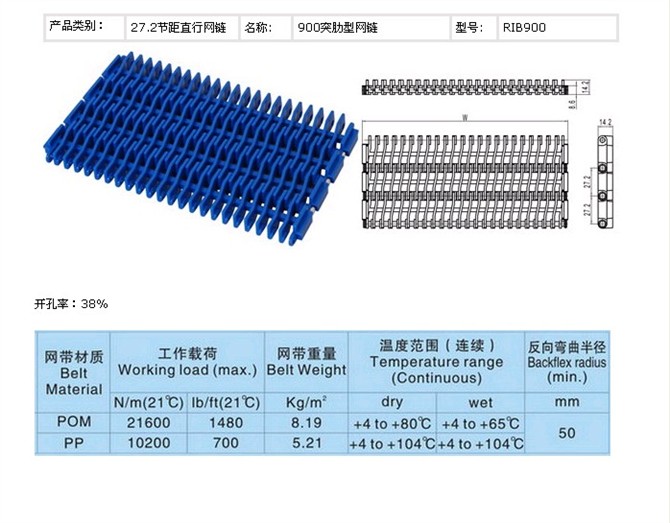 1000平板塑料網(wǎng)帶