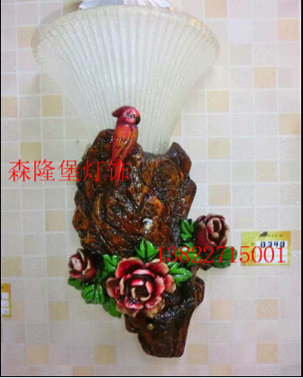 創(chuàng)意田園麻雀壁燈 樹(shù)脂過(guò)道燈 歐式樓梯臥室小壁燈