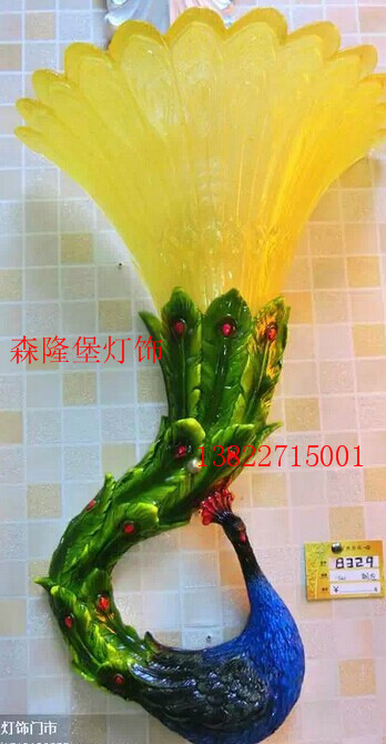 復古鳳尾樹脂壁燈酒店客廳燈工程鳳尾壁燈原始圖片2