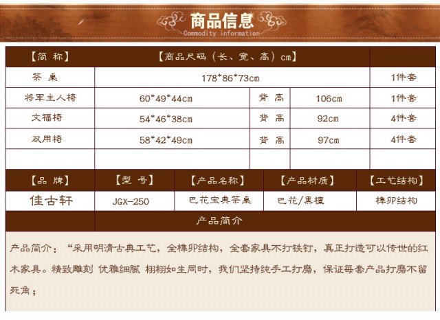 巴花鑲黑檀寶典茶桌原始圖片2