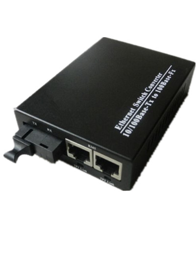百兆多模雙纖雙電口光纖收發(fā)器QS-2MM-P百兆單模雙纖1光2電光纖收發(fā)器