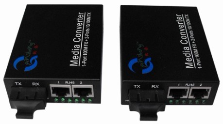百兆外置單多模收發器QS-2MM-20SM單模光纖轉多模光纖轉換器
