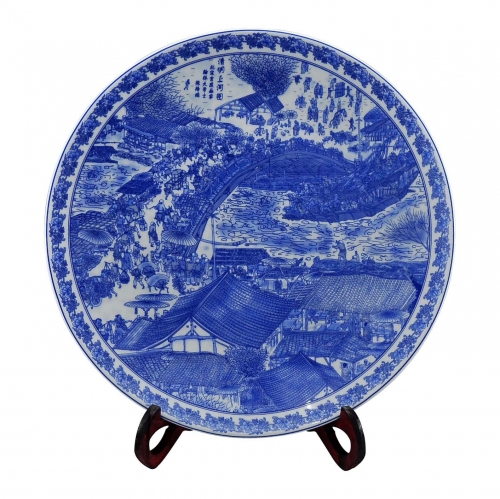 .青花瓷盤 生產(chǎn)陶瓷盤廠家 陶瓷賞盤圖片 景德鎮(zhèn)陶瓷廠原始圖片2